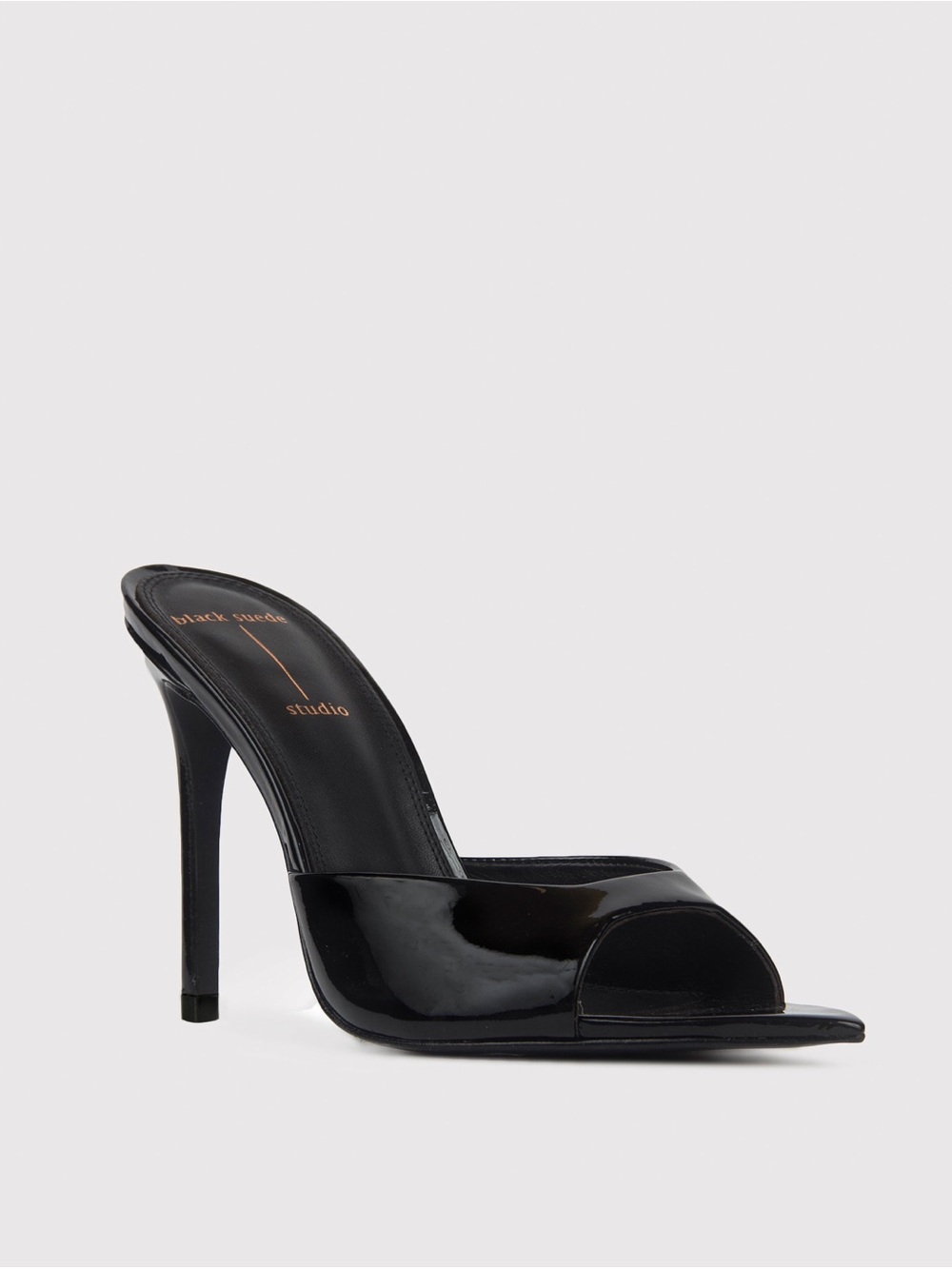 Black Suede Studio Brea Patent Mules - Size 37.5